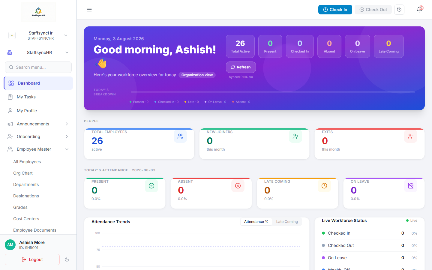 StaffSynchr Admin Dashboard